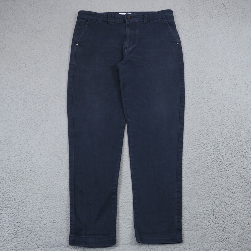 I Love Ugly Mens Smart Pant Navy Blue Cropped Tapered Twill Stretch Chino Large